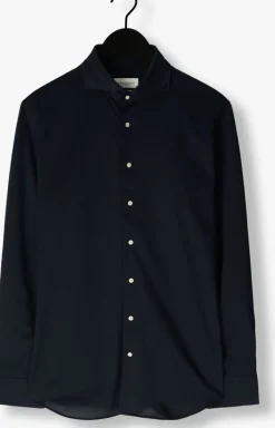 PROFUOMO e klassiek overhemd shirt x-cutaway japanese knitted donkerblauw Best