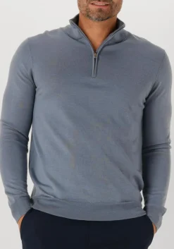 PROFUOMO e trui pullover half zip merino donkerblauw Hot