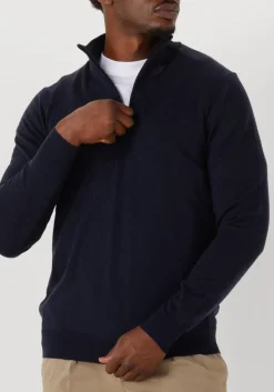 PROFUOMO e trui pullover half zip merino donkerblauw