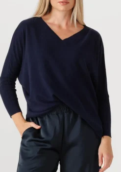 RESORT FINEST e trui v-neck cape sweater donkerblauw Sale