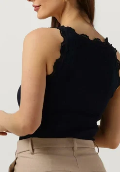 ROSEMUNDE e top silk top w/ lace donkerblauw New