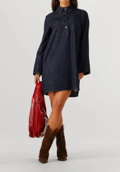 SECOND FEMALE e mini jurk dera denim tunic dress donkerblauw Online