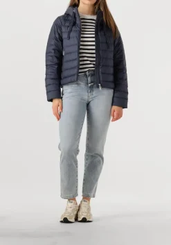WOOLRICH e leren jas quilted hooded jacket donkerblauw Sale