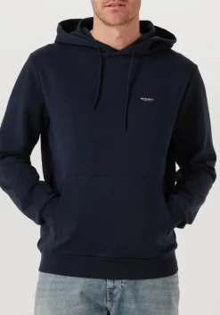 WOOLRICH e trui logo interlock hoodie donkerblauw Discount