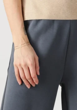 ALIX THE LABEL donkergrijze pantalon ladies knitted flowy side slit pants donkergrijs Discount