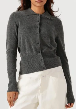 CLOSED donkergrijze trui cardigan with collar donkergrijs Online