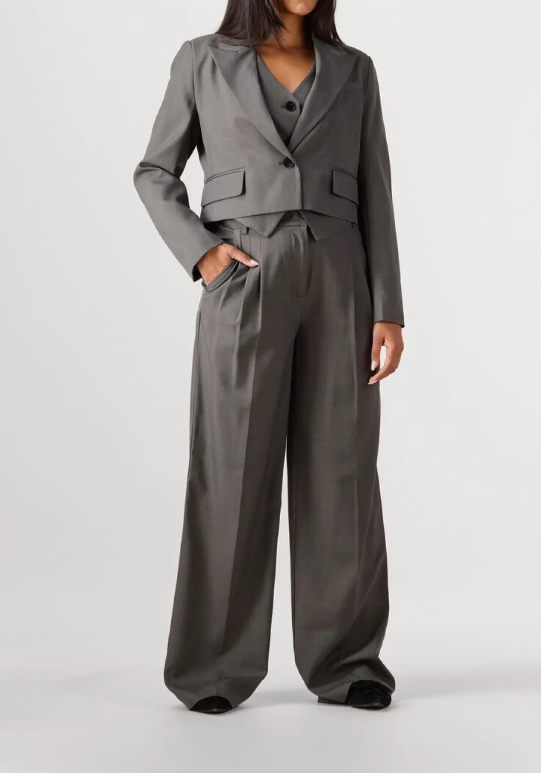 CO'COUTURE donkergrijze gilet liane frill tailor vest donkergrijs Best