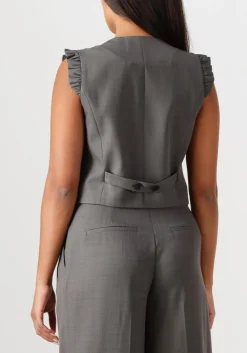 CO'COUTURE donkergrijze gilet liane frill tailor vest donkergrijs Best
