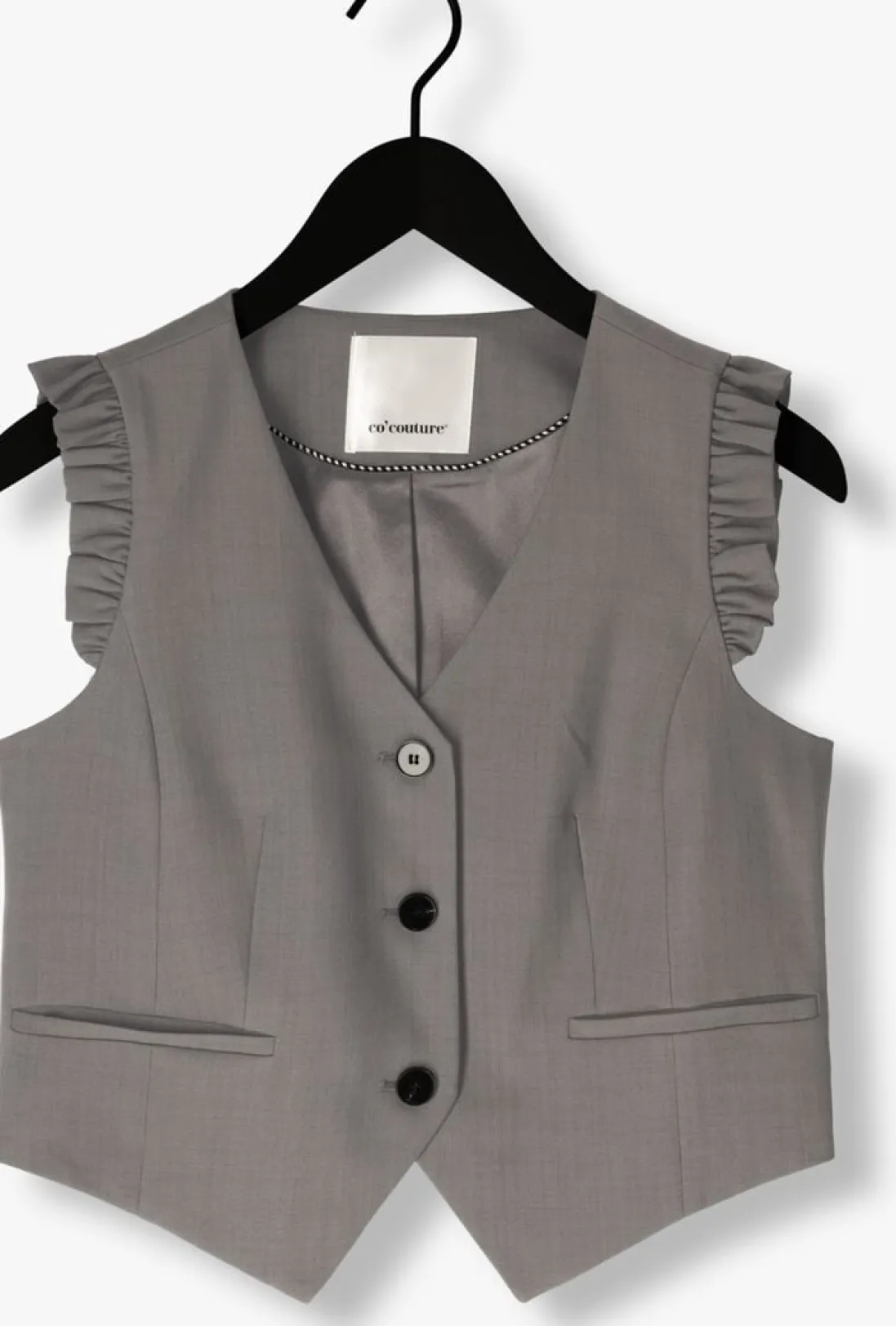 CO'COUTURE donkergrijze gilet liane frill tailor vest donkergrijs Best