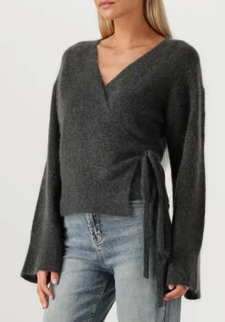SECOND FEMALE donkergrijze vest brook knit wrap cardigan donkergrijs Hot