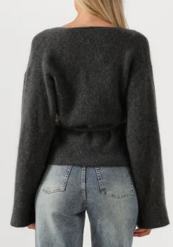 SECOND FEMALE donkergrijze vest brook knit wrap cardigan donkergrijs Hot