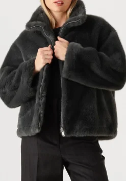 STUDIO AR donkergrijze faux fur jas mara donkergrijs Clearance