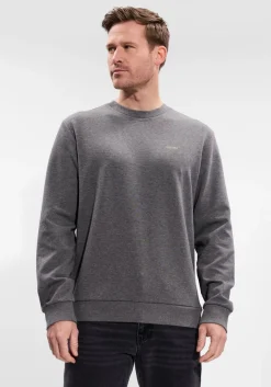 WOOLRICH donkergrijze trui logo interlock crewneck donkergrijs Online