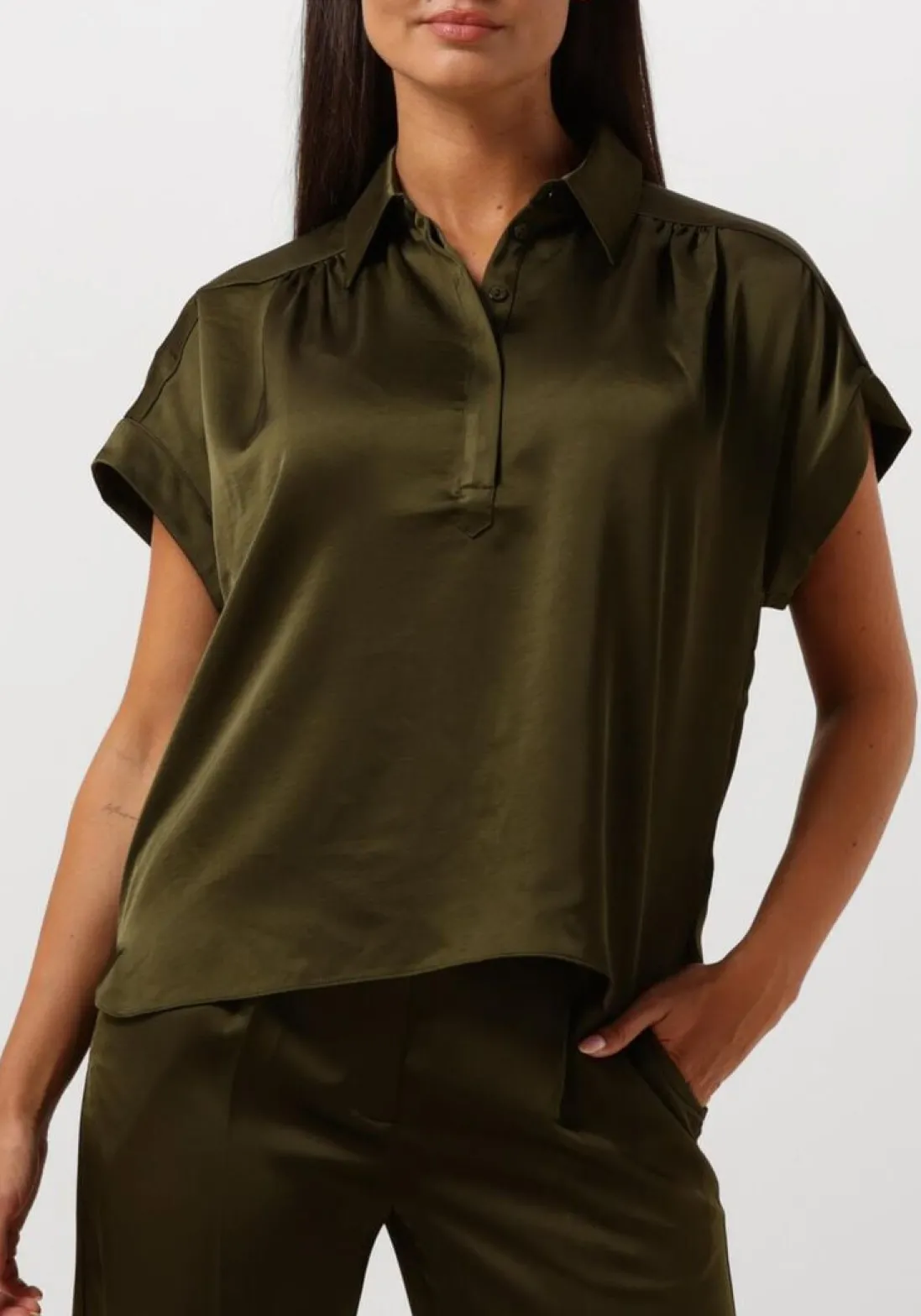 DANTE6 e top zijden top donkergroen