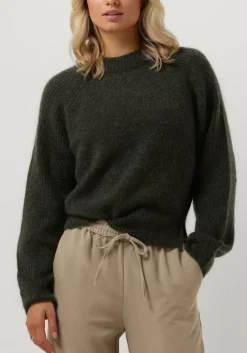 SECOND FEMALE e trui brookline knit new o-neck donkergroen Discount