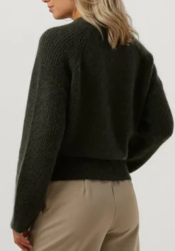 SECOND FEMALE e trui brookline knit new o-neck donkergroen Discount