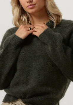 SECOND FEMALE e trui brookline knit new o-neck donkergroen Discount
