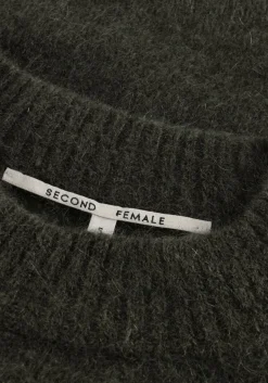 SECOND FEMALE e trui brookline knit new o-neck donkergroen Discount