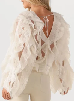 DANTE6 blouses phora tulle ruffled top ecru Best