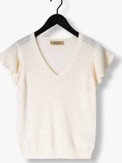 MOS MOSH top mmganna pattern v-neck knit ecru Clearance