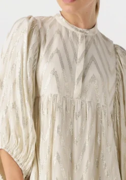 BRUUNS BAZAAR midi jurk sarina dress gebroken wit New