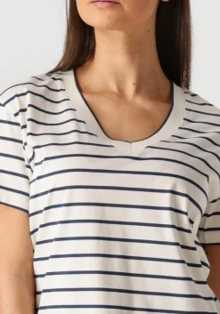 MOS MOSH t-shirt mmnani v-ss stripe tee gebroken wit Outlet