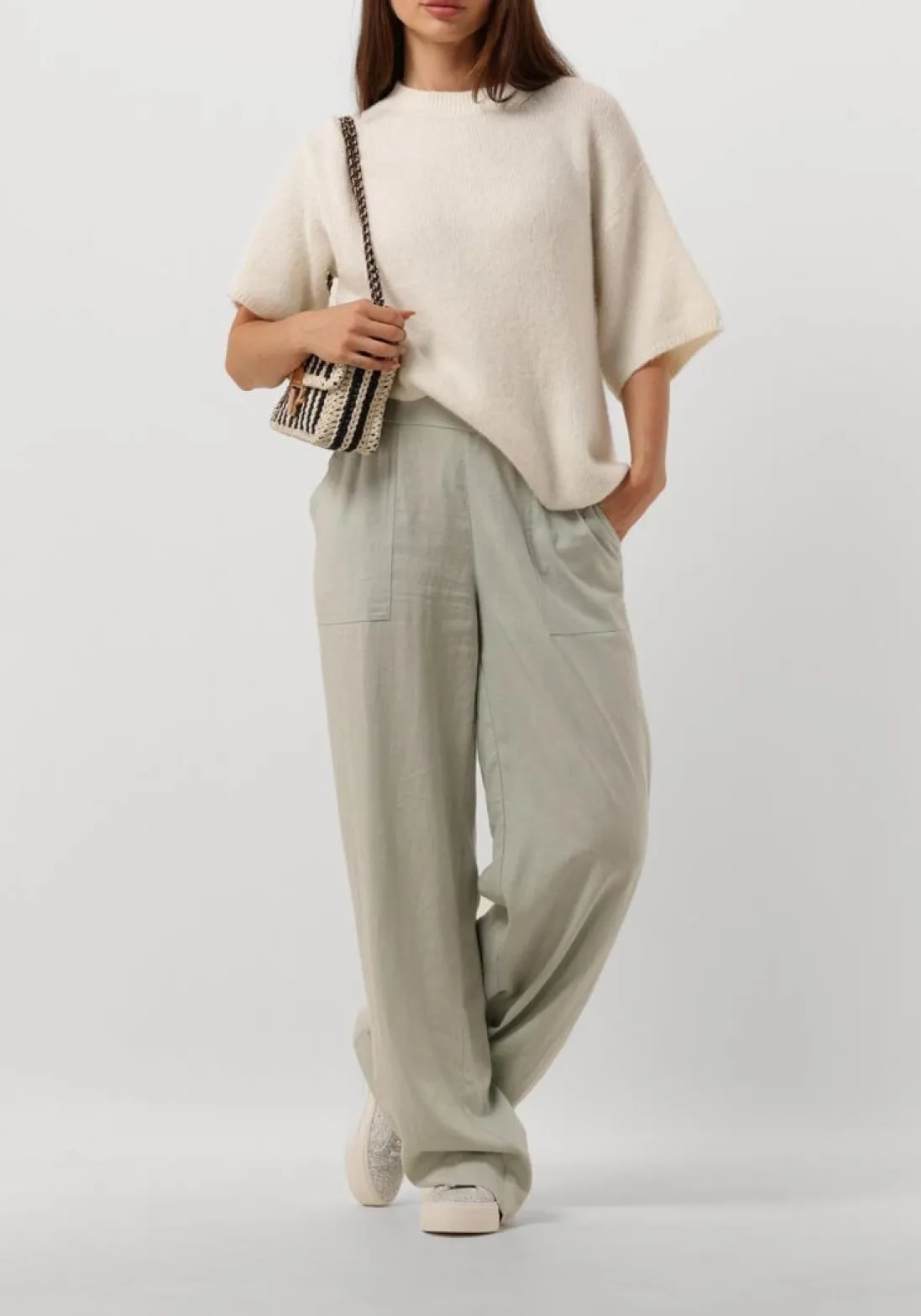 SECOND FEMALE trui wanda knit o-neck gebroken wit Outlet