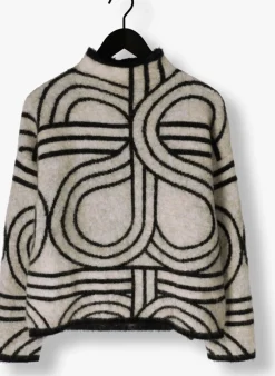 SECOND FEMALE trui signa knit t-neck gebroken wit Outlet