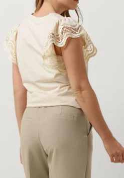 SUMMUM t-shirt jersey top tee with lace gebroken wit Hot