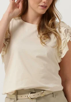 SUMMUM t-shirt jersey top tee with lace gebroken wit Hot