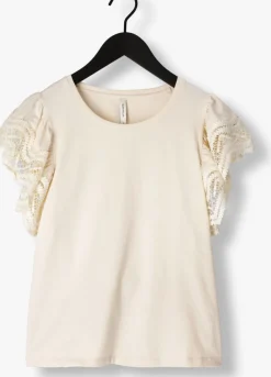 SUMMUM t-shirt jersey top tee with lace gebroken wit Hot