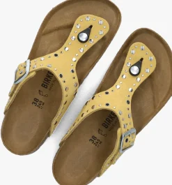 BIRKENSTOCK gele teenslippers gizeh rivet border geel Discount