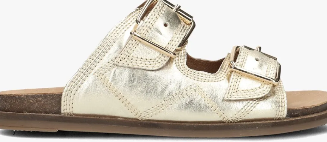 LINA LOCCHI en slippers led 2 band slipper met stiksels goud Best