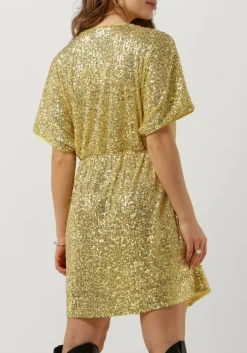 SECOND FEMALE en mini jurk shine on mini dress goud Outlet