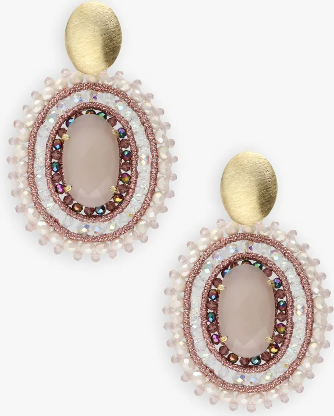 LOTT. GIOIELLI oorbellen filled oval 3 rimgs with stone l goudkleurig Clearance