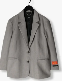 ALIX THE LABEL grijze blazer ladies woven classy grandad blazer grijs Outlet
