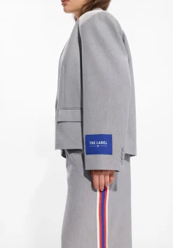 ALIX THE LABEL grijze blazer ladies woven coated herringbone blazer grijs Online