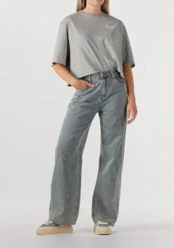 ALIX THE LABEL grijze blouses ladies knitted studded t-shirts grijs Hot