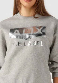 ALIX THE LABEL grijze trui foil logo sweater grijs Discount