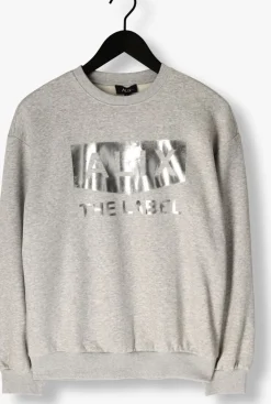 ALIX THE LABEL grijze trui foil logo sweater grijs Discount