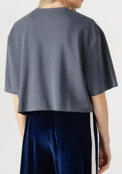 ALIX THE LABEL grijze t-shirt ladies knitted flowy cropped tshirt grijs