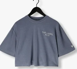 ALIX THE LABEL grijze t-shirt ladies knitted flowy cropped tshirt grijs