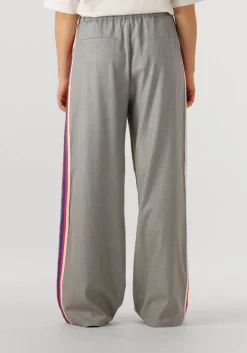 ALIX THE LABEL grijze wijde broek ladies woven coated herringbone pants grijs