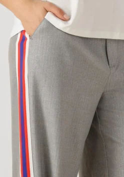 ALIX THE LABEL grijze wijde broek ladies woven coated herringbone pants grijs