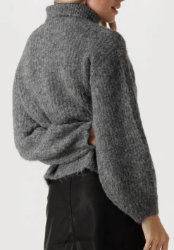 CO'COUTURE grijze trui coralie roll knit grijs