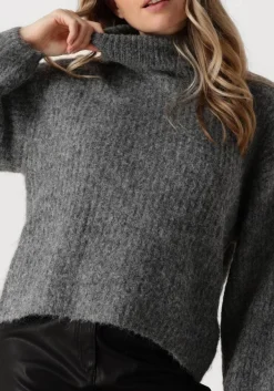 CO'COUTURE grijze trui coralie roll knit grijs