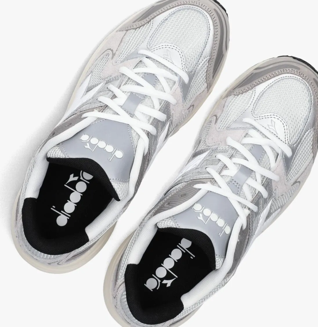 DIADORA grijze lage sneakers mesh combi runner grijs