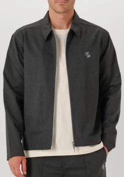 FILLING PIECES grijze overshirts coach jacket twill wool grijs
