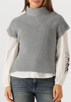 MOS MOSH grijze coltrui mmbiola bine knit vest grijs