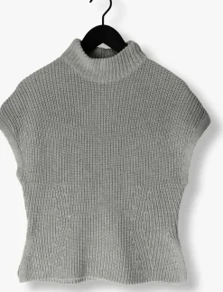 MOS MOSH grijze coltrui mmbiola bine knit vest grijs